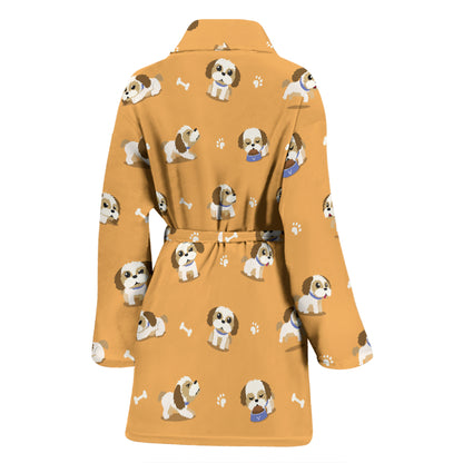 Shih Tzu Print Design LKS304 Women Bathrobe
