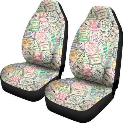 Travel Stamp Print Design LKS303 Car Seat Covers