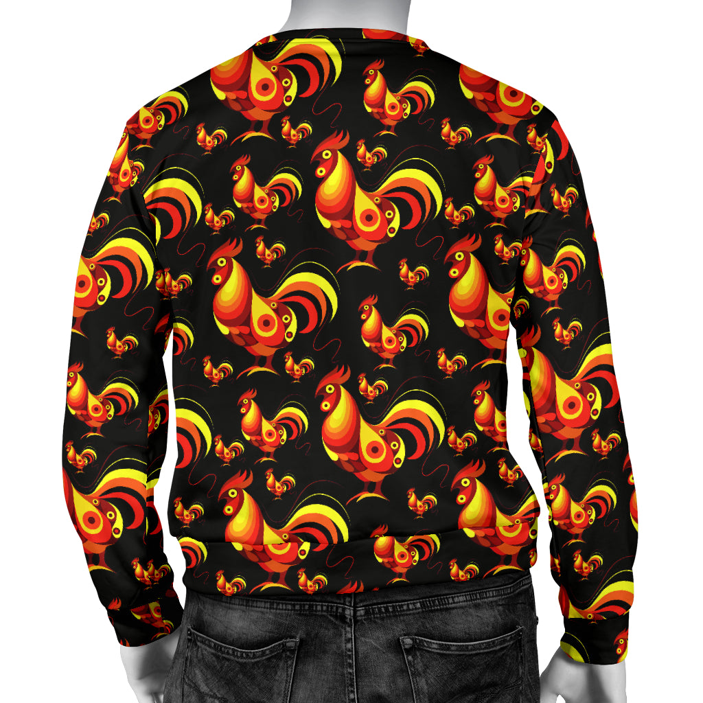 Rooster Print Themed Men Long Sleeve Sweatshirt