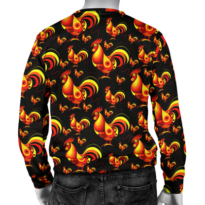 Rooster Print Themed Men Long Sleeve Sweatshirt