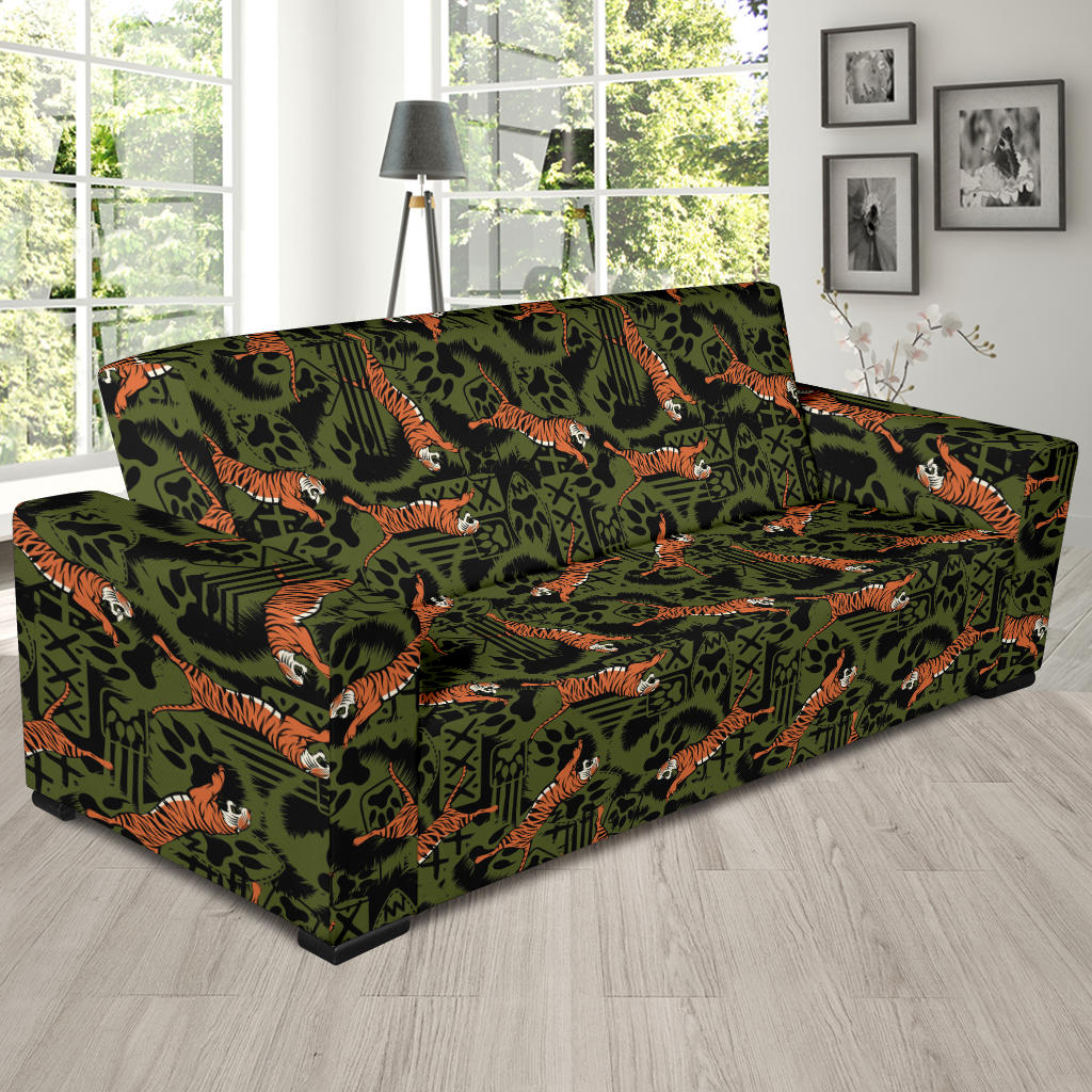 Tiger Pattern Print Design LKS303 Sofa Slipcover