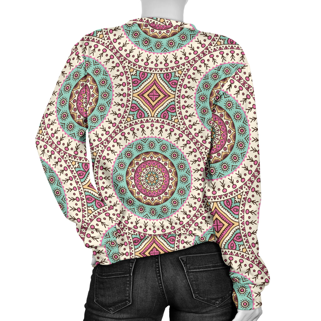 Bohemian Round Style Print Women Long Sleeve Sweatshirt