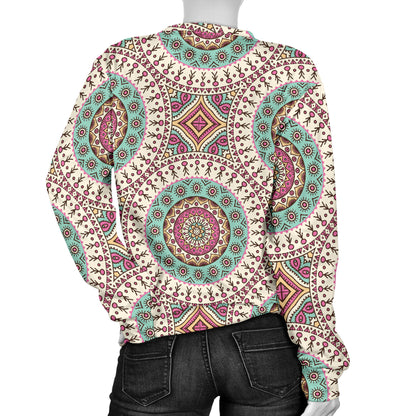 Bohemian Round Style Print Women Long Sleeve Sweatshirt