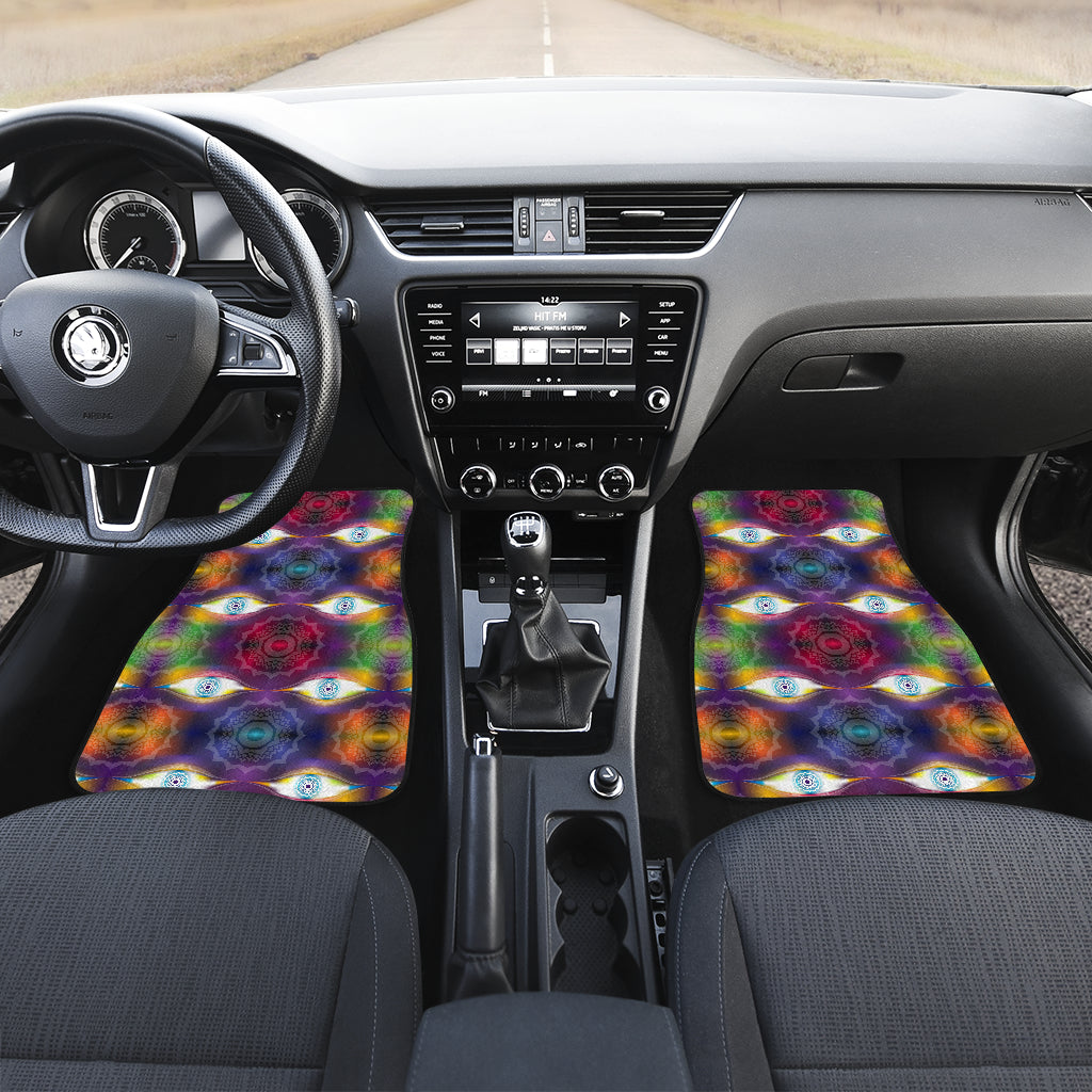 Chakra Eye Print Pattern Car Floor Mats Front Back