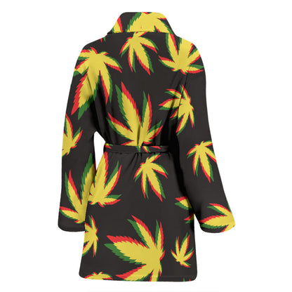 Pot Leaf Pattern Print Design A02 Women Bathrobe