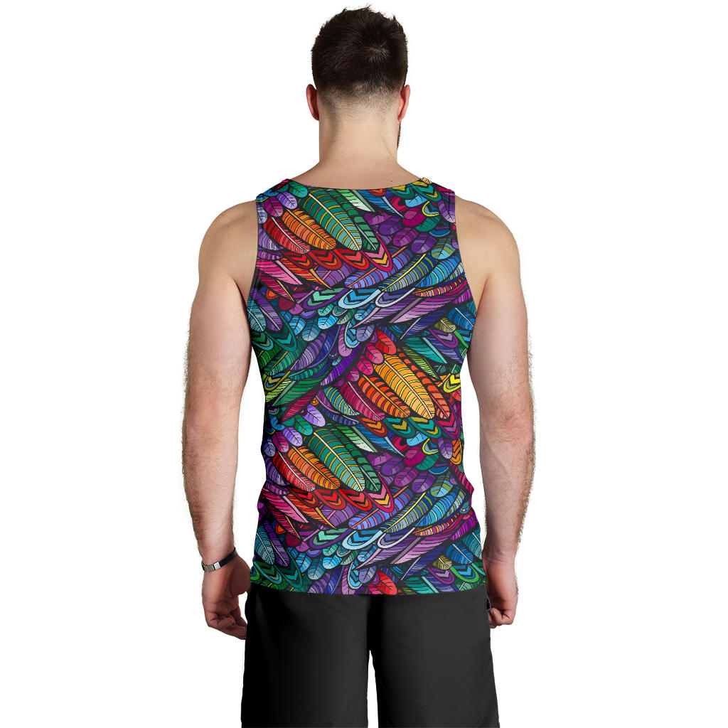 Feather Multicolor Design Print Men Tank Top