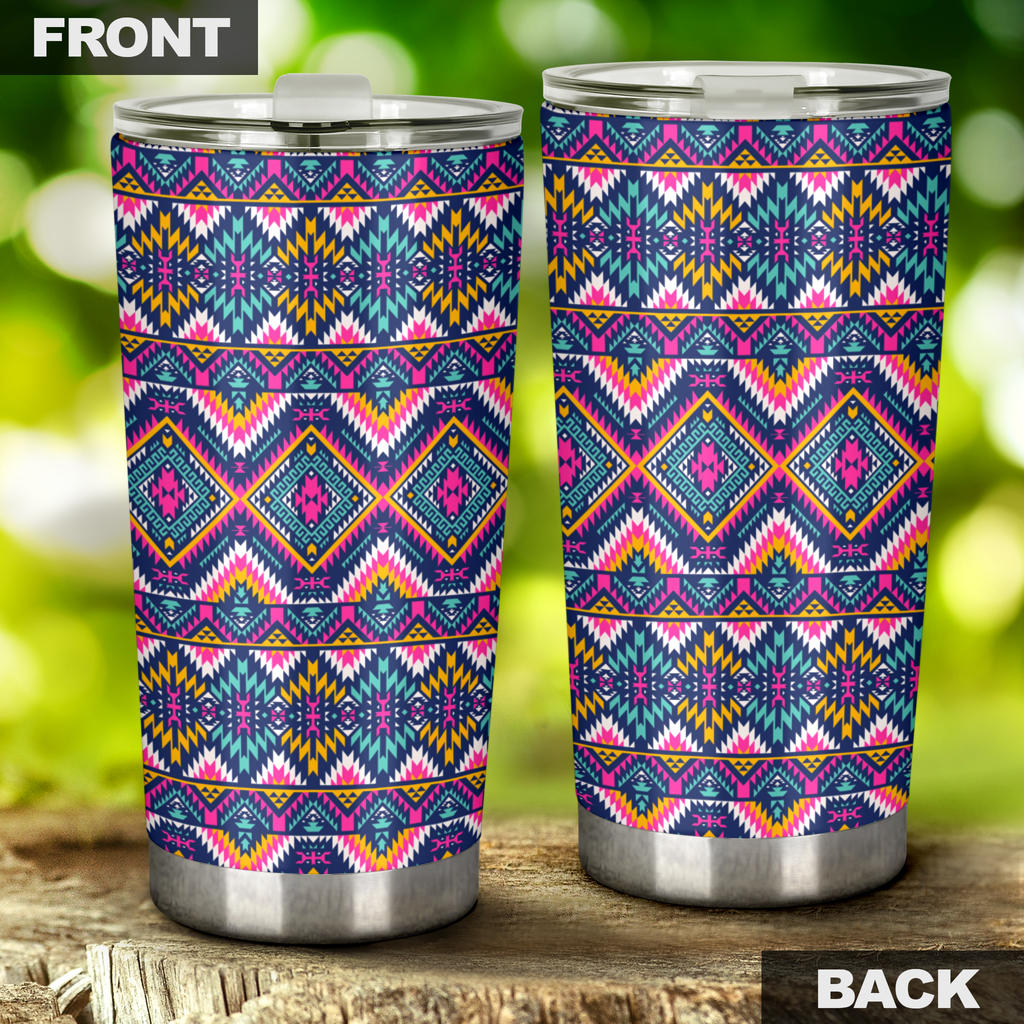 Indian Navajo Pink Themed Design Print Tumbler