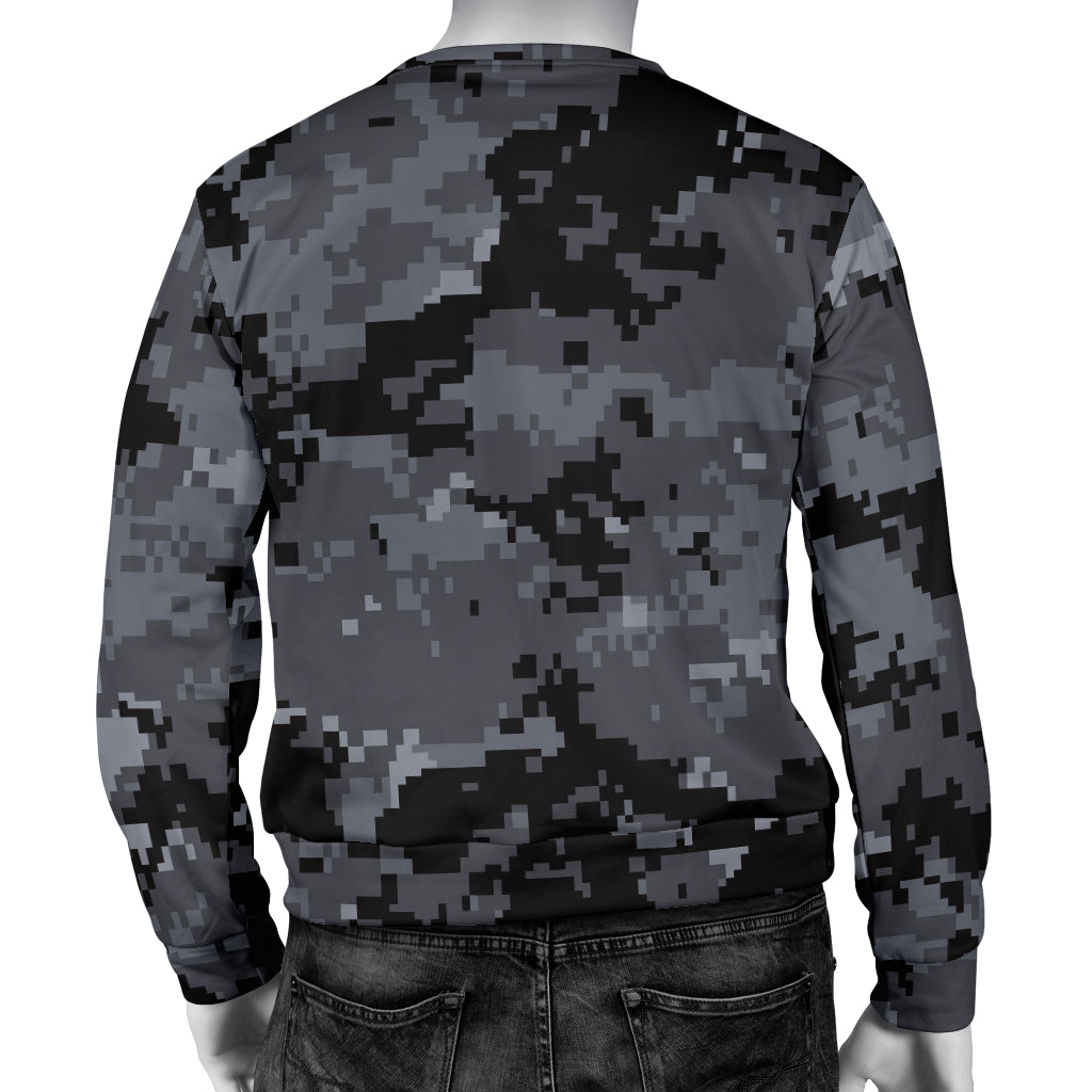 ACU Digital Black Camouflage Men Long Sleeve Sweatshirt