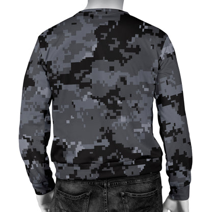 ACU Digital Black Camouflage Men Long Sleeve Sweatshirt