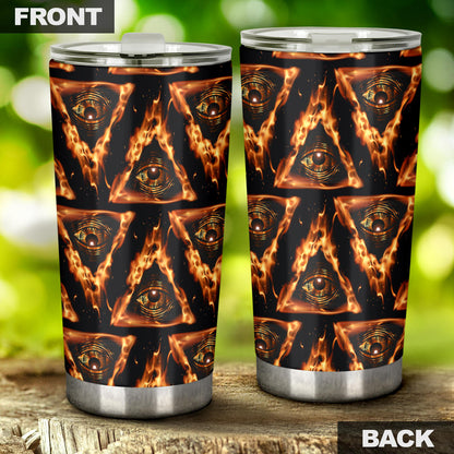 Eye of Horus in Flame Print Tumbler