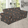 Basset Hound Pattern Print Design 03 Sofa Slipcover