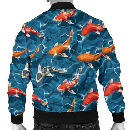 Koi Carp Water Design Themed Print Men Bomber Jacket