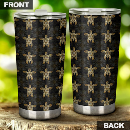 Gold Tribal Turtle Polynesian Design Tumbler