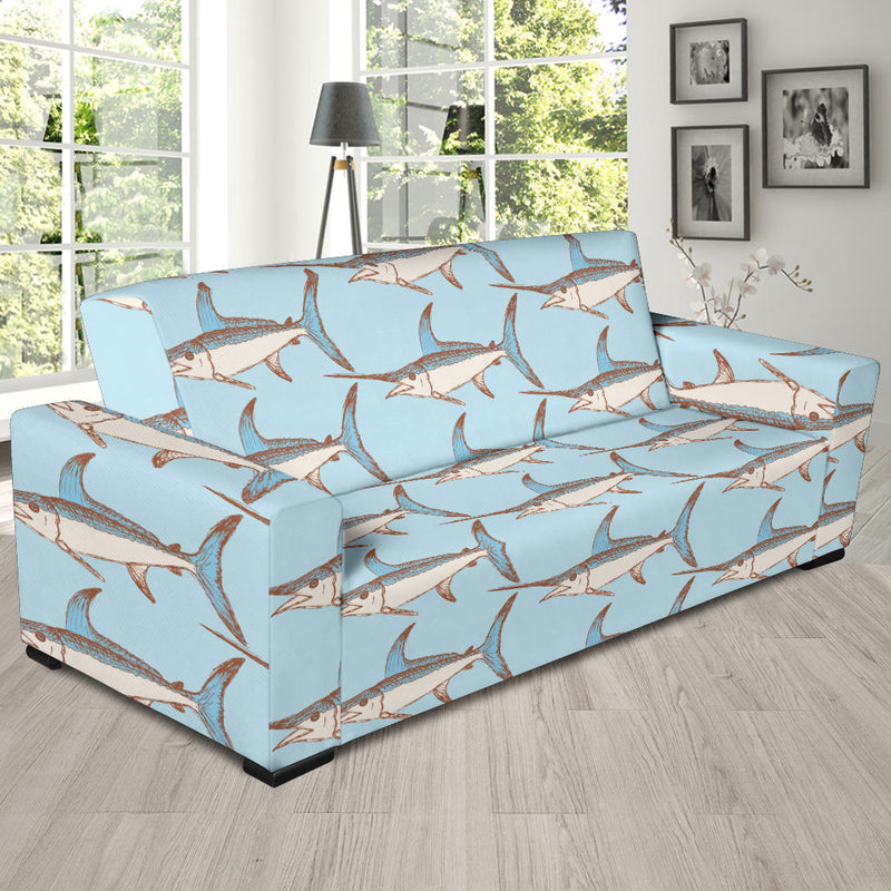 Swordfish Pattern Print Design 01 Sofa Slipcover