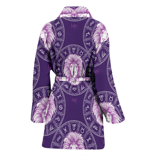 Leo Pattern Print Design 04 Women Bathrobe