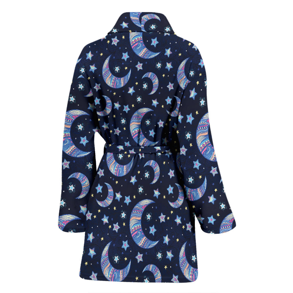 Celestial Moon Pattern Print Design 03 Women Bathrobe