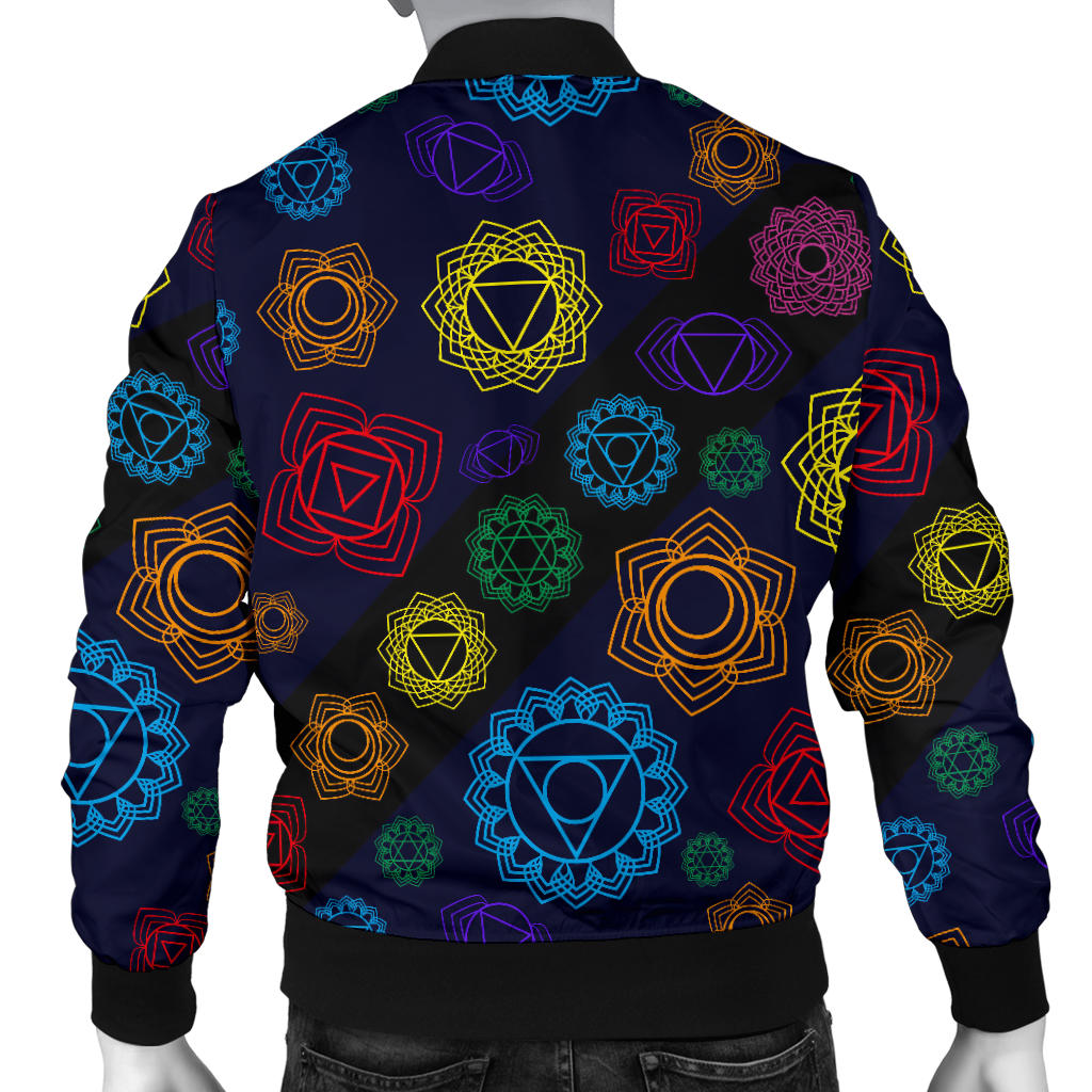 Chakra Colorful Print Pattern Men Bomber Jacket