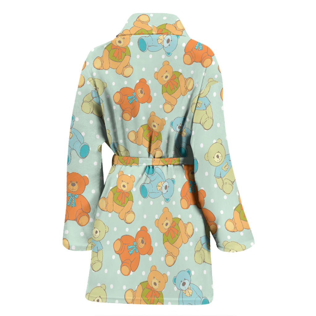 Bear Pattern Print Design 02 Women Bathrobe