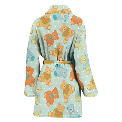 Bear Pattern Print Design 02 Women Bathrobe