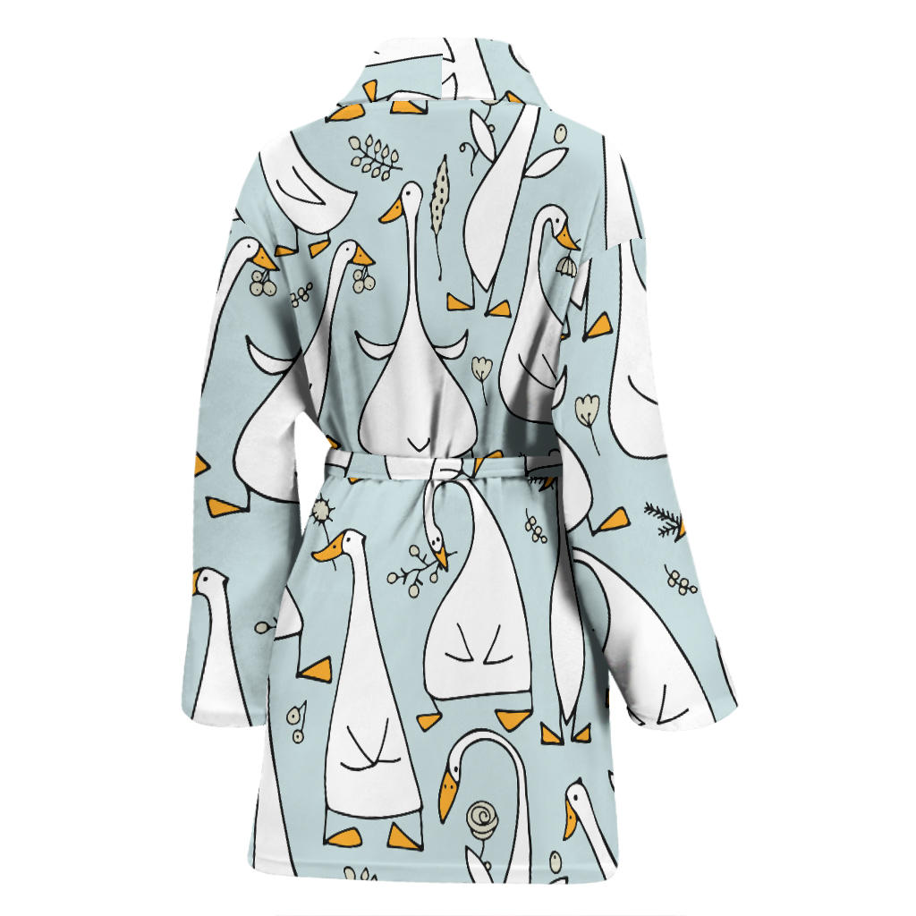 Goose Pattern Print Design 03 Women Bathrobe