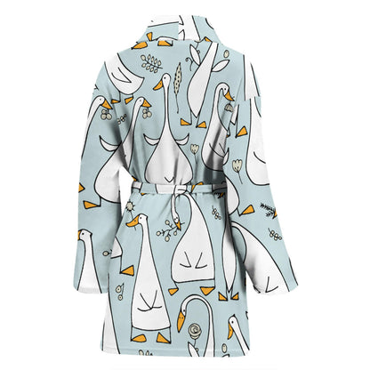 Goose Pattern Print Design 03 Women Bathrobe