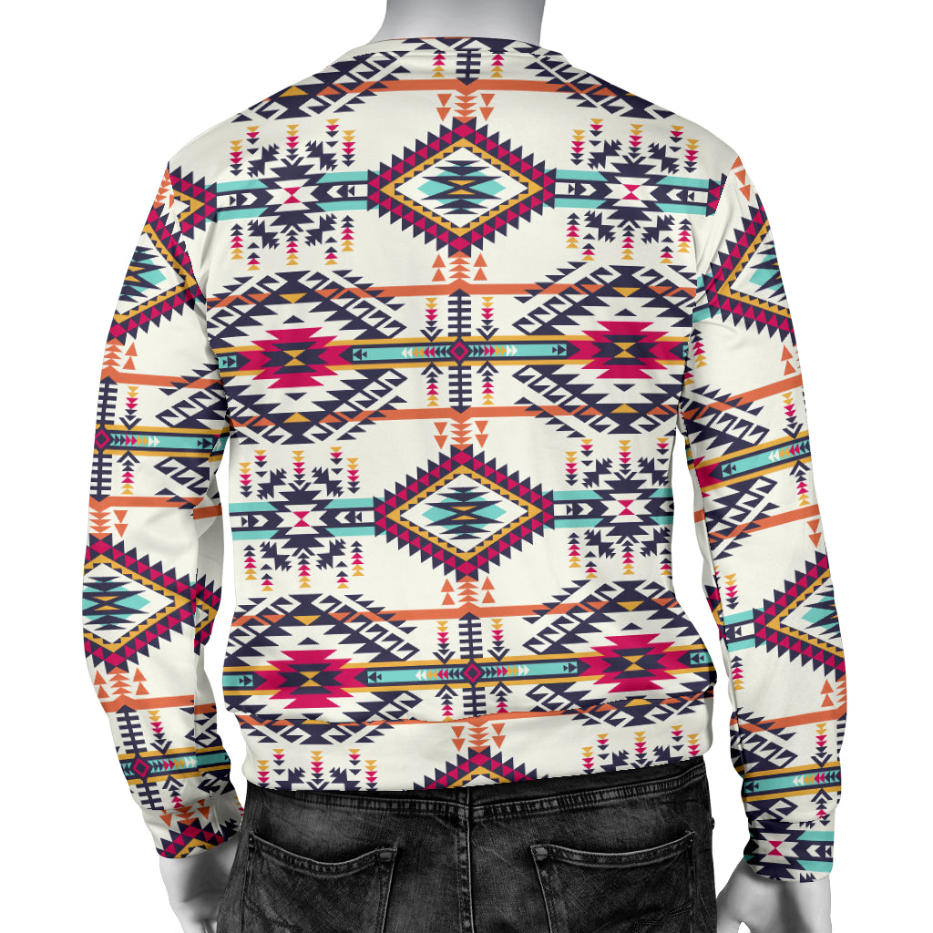 Indian Navajo Art Themed Design Print Men Long Sleeve Sweatshirt