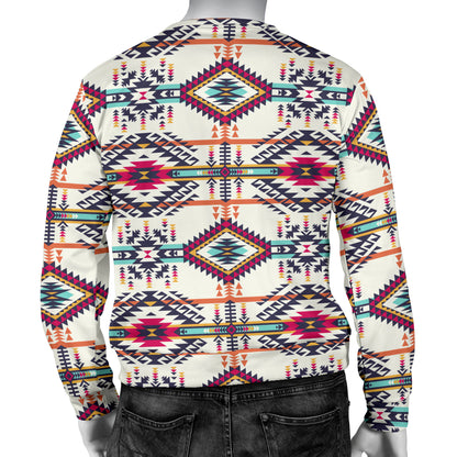 Indian Navajo Art Themed Design Print Men Long Sleeve Sweatshirt