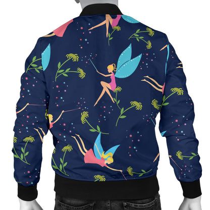 Fairy with flower Print Pattern Men Bomber Jacket