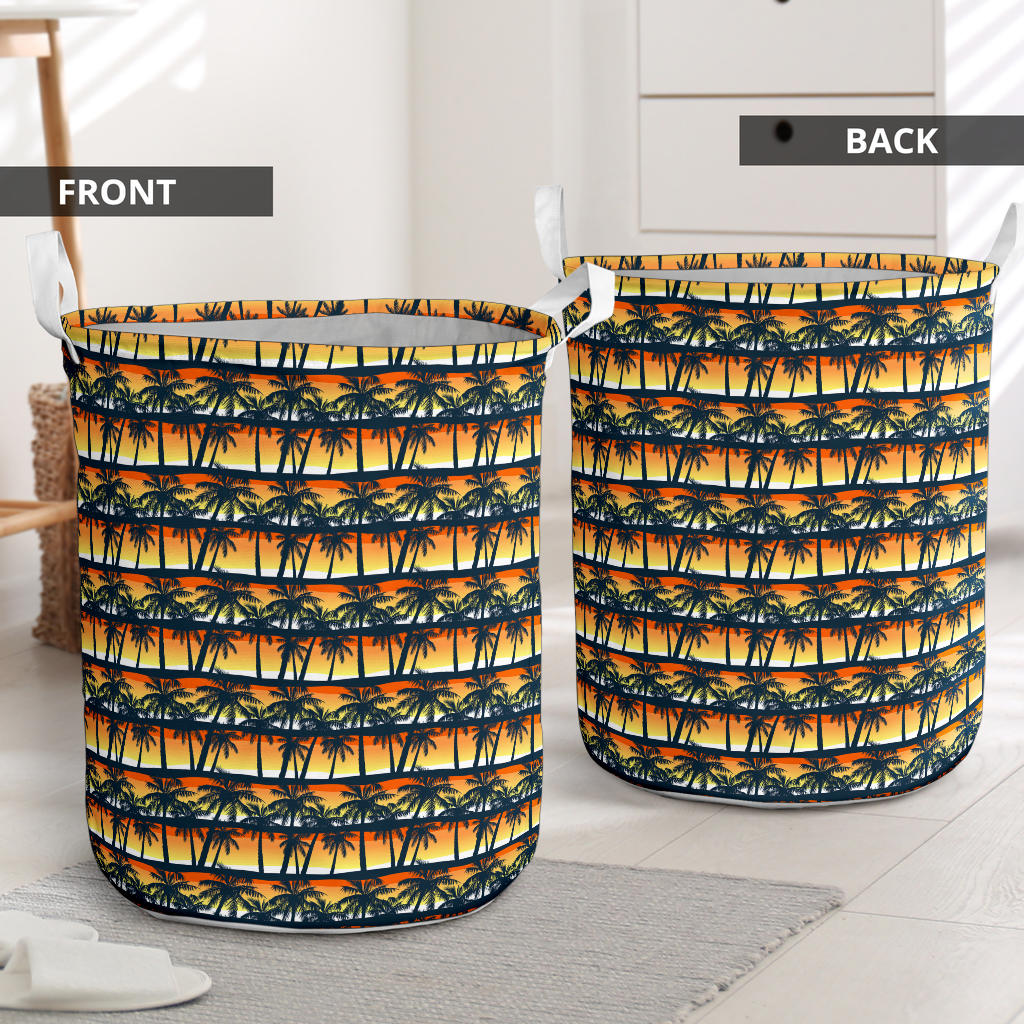 Palm Tree Sunset Design Print Laundry Basket