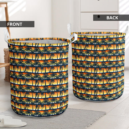 Palm Tree Sunset Design Print Laundry Basket