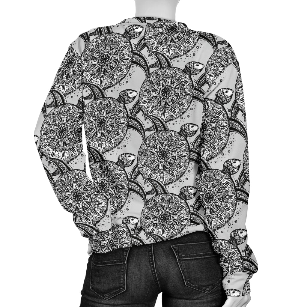 Tribal Turtle Polynesian Themed Print Women Long Sleeve Sweatshirt