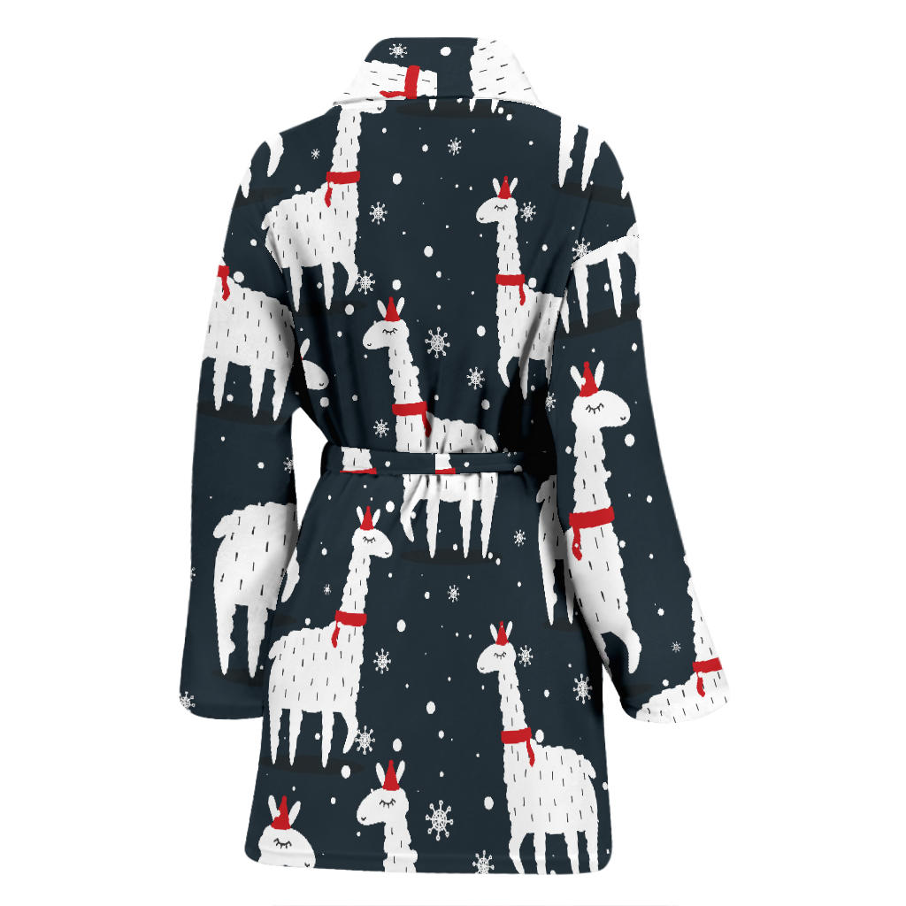 Alpaca Pattern Print Design 04 Women Bathrobe