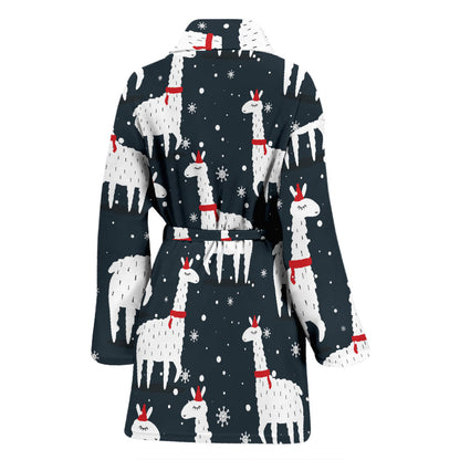 Alpaca Pattern Print Design 04 Women Bathrobe