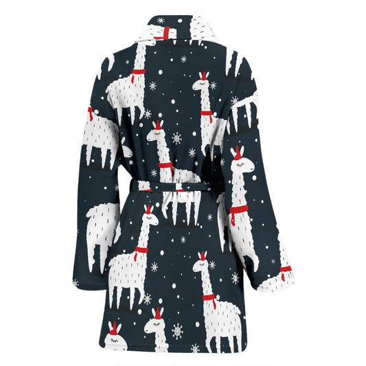 Alpaca Pattern Print Design 04 Women Bathrobe