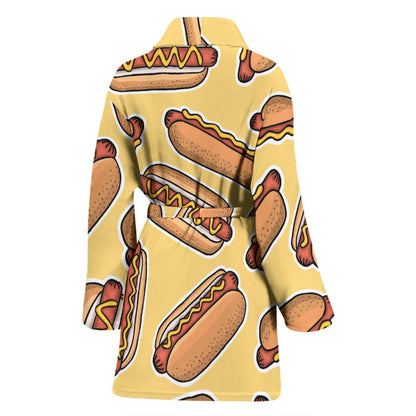Hot Dog Pattern Print Design 01 Women Bathrobe