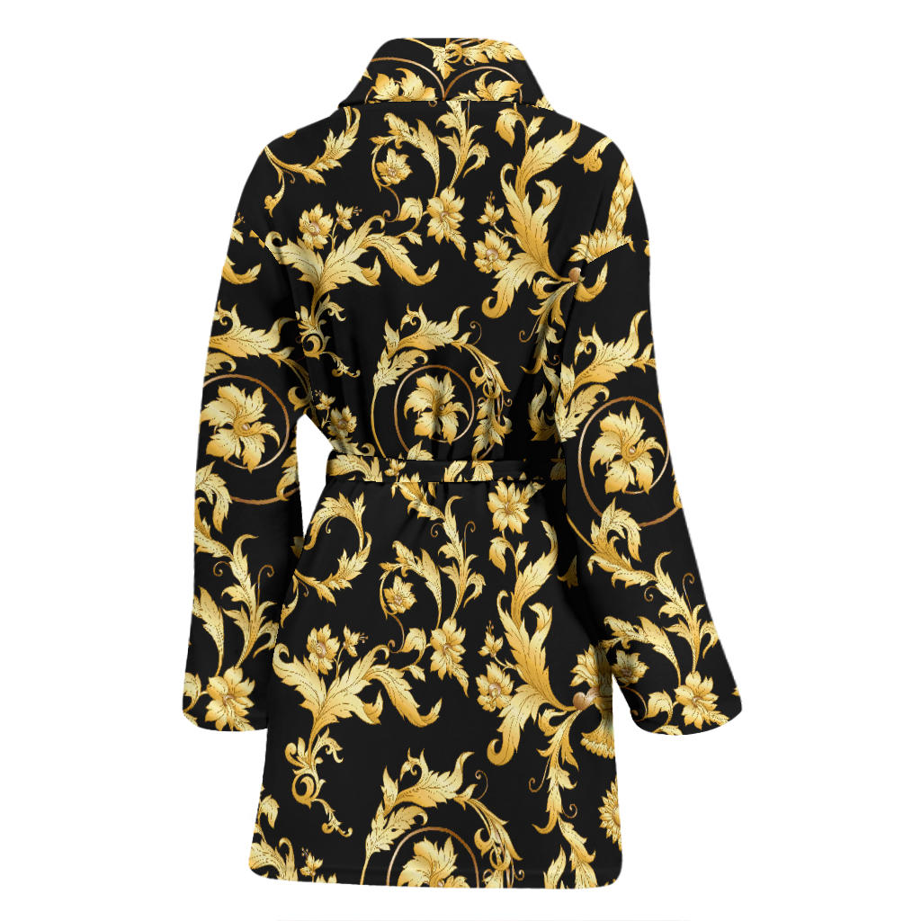 Baroque Golden Pattern Print Design 04 Women Bathrobe