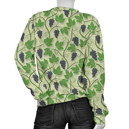 Wine Grape Thmed Print Women Long Sleeve Sweatshirt