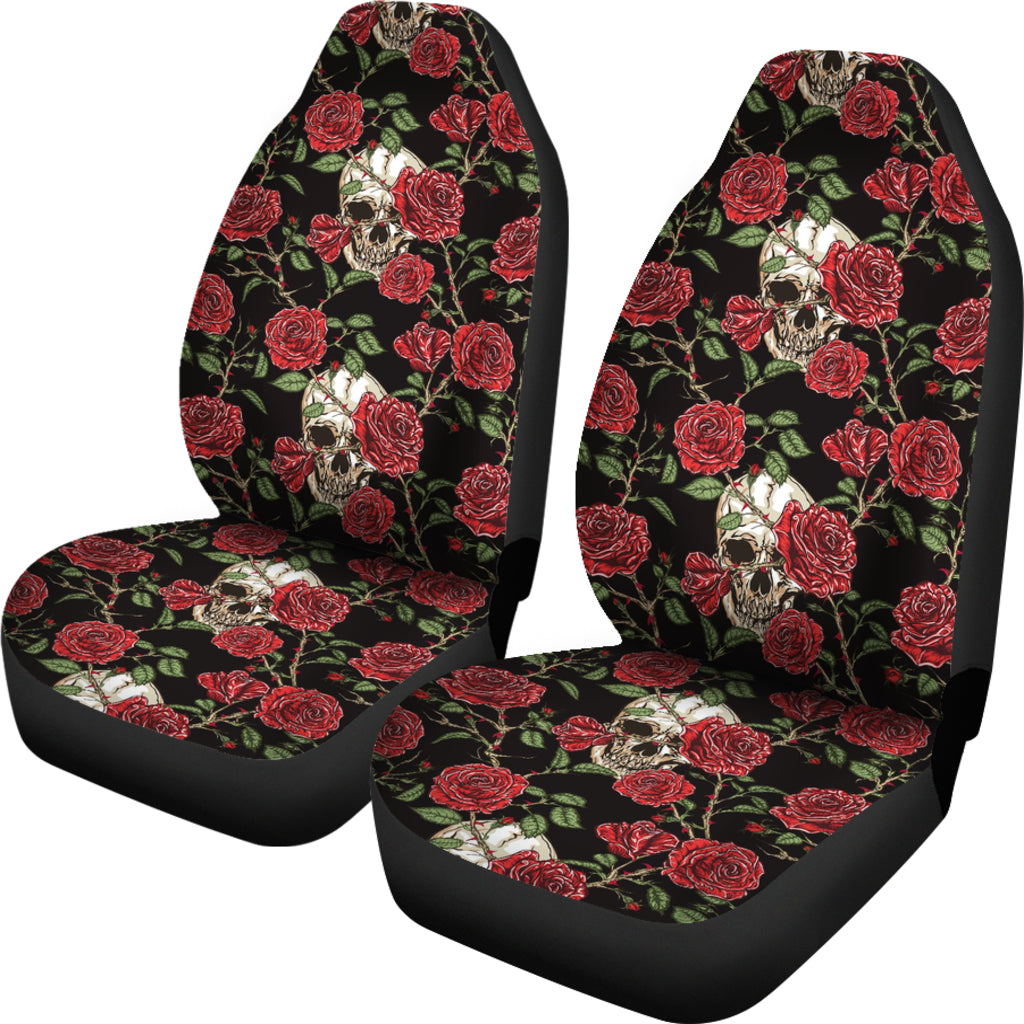 Skull And Roses Print Design LKS303 Car Seat Covers