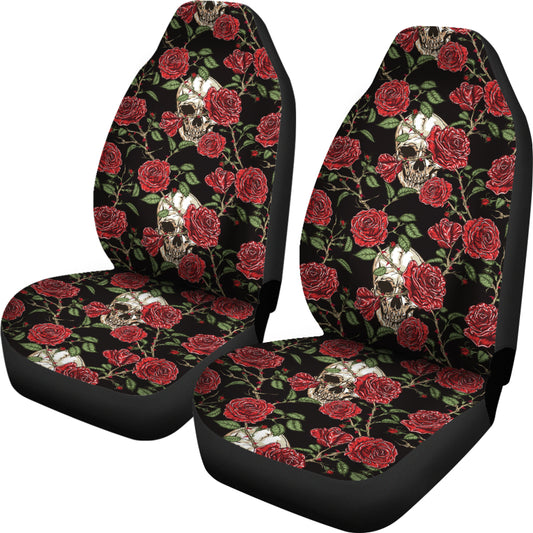 Skull And Roses Print Design LKS303 Car Seat Covers