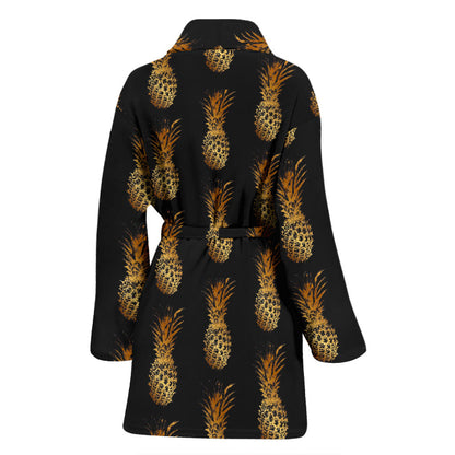 Pineapple Pattern Print Design A02 Women Bathrobe