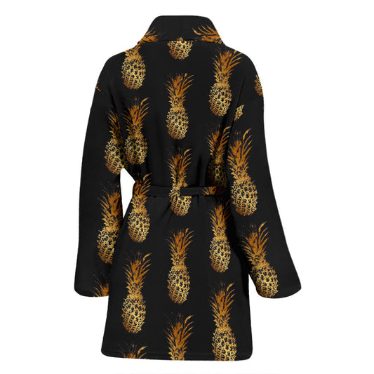 Pineapple Pattern Print Design A02 Women Bathrobe