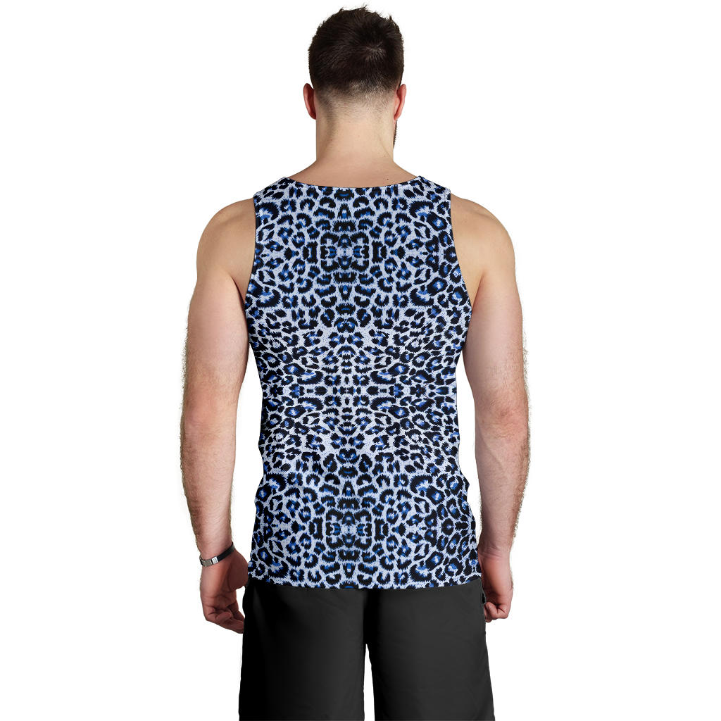 Leopard Blue Skin Print Men Tank Top