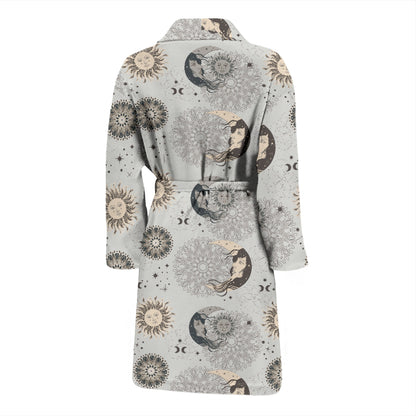 Sun Moon Print Design LKS302 Men Bathrobe