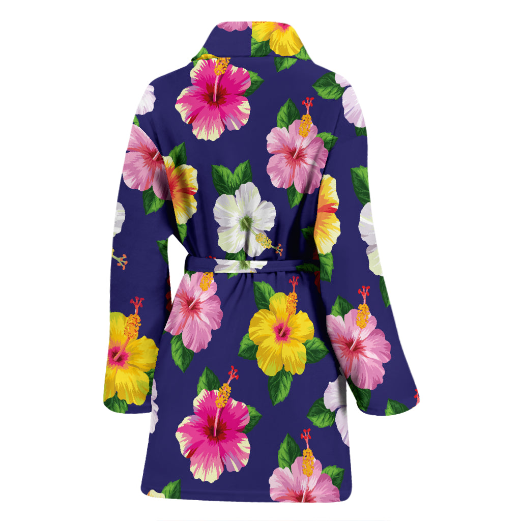 Hibiscus Colorful Print Design LKS301 Women Bathrobe