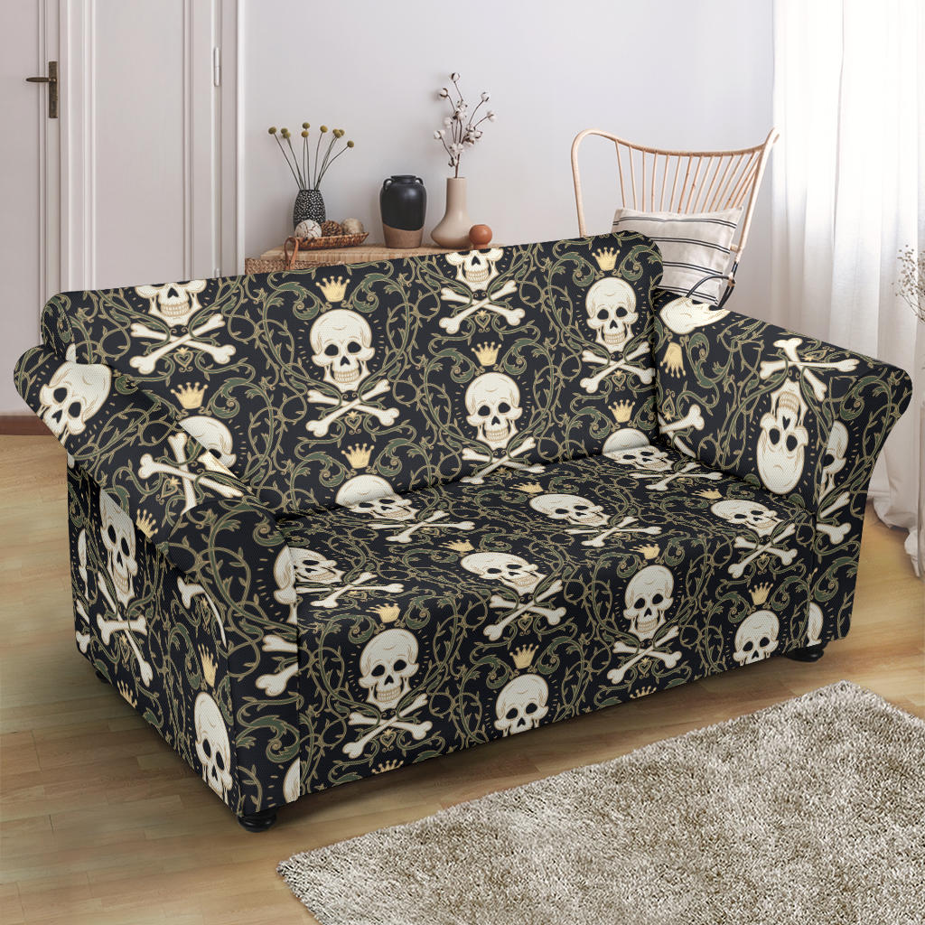 Skull King Print Design LKS307 Loveseat Couch Slipcover