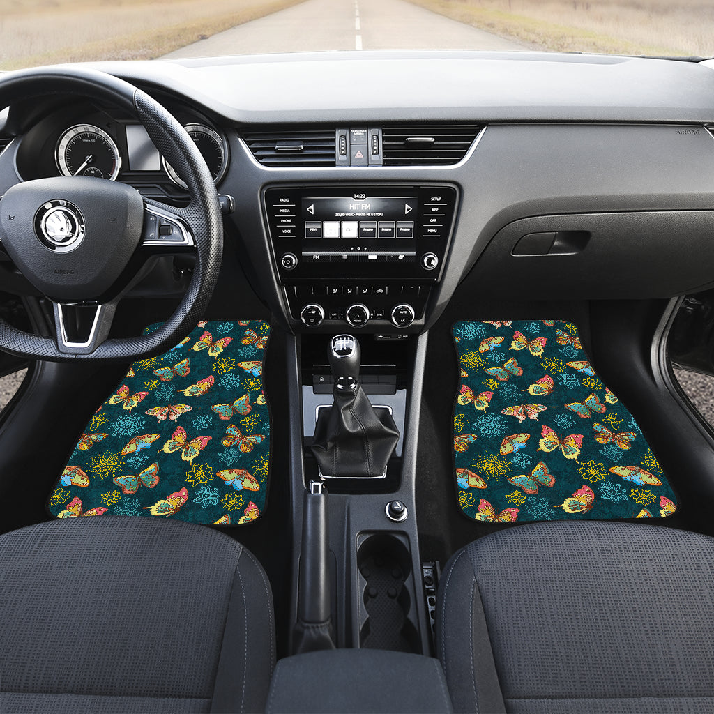 Butterfly Hand Draw Print Pattern Car Floor Mats Front Back