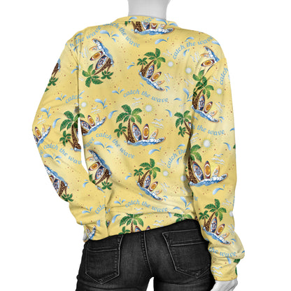 Surf Catch the Wave Design Women Long Sleeve Sweatshirt