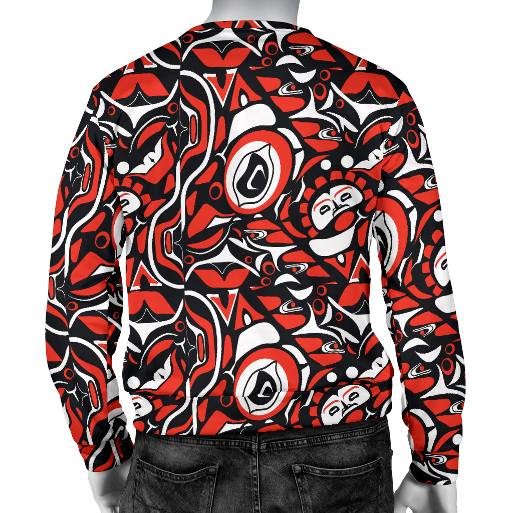 Native North American Themed Print Men Long Sleeve Sweatshirt