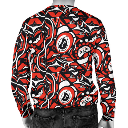 Native North American Themed Print Men Long Sleeve Sweatshirt