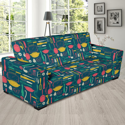 Cooking Kitchen Tools Pattern Print Design 01 Sofa Slipcover